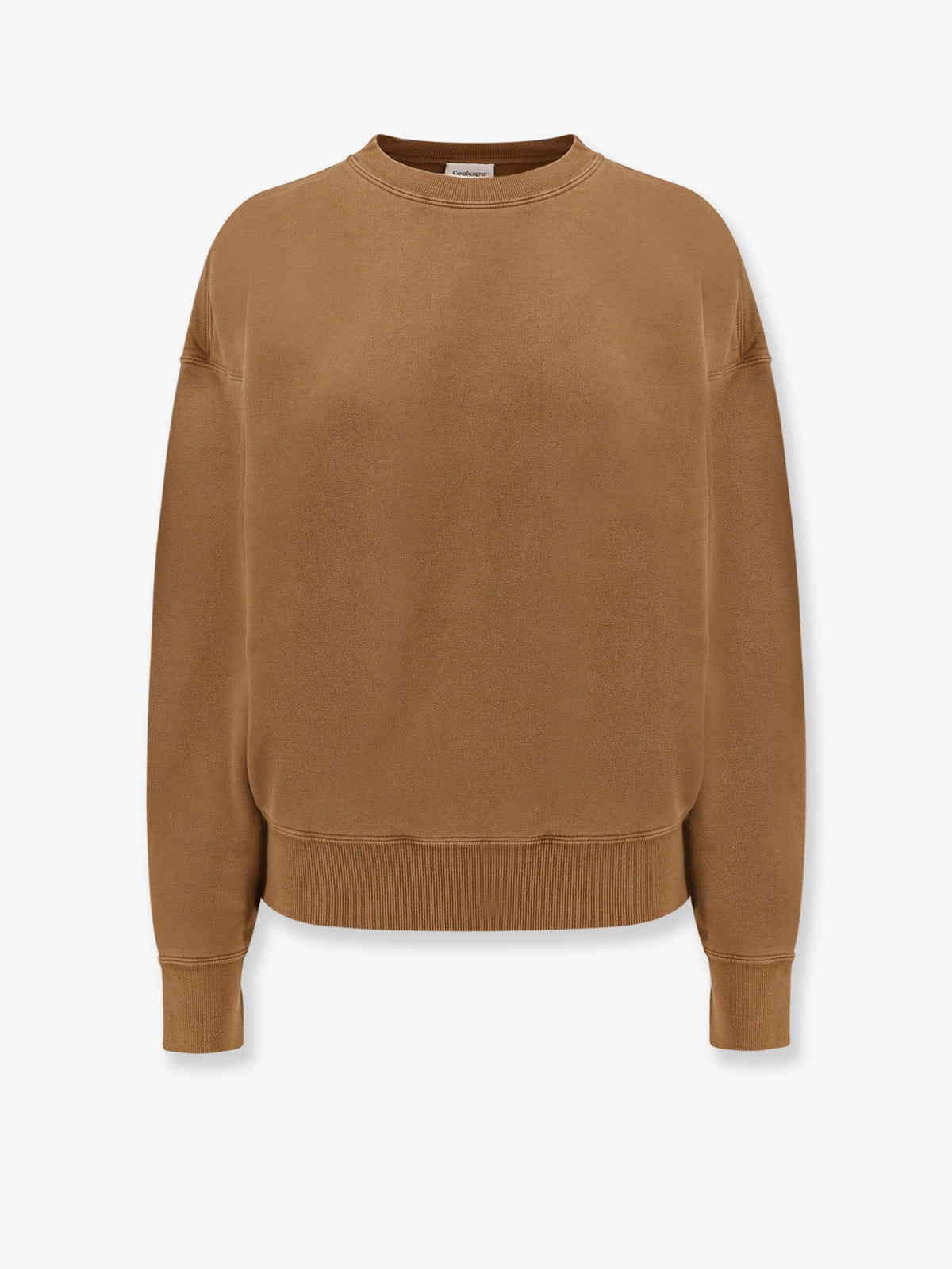 Saint Laurent Certified cotton sweatshirt with logoed label - Marrone