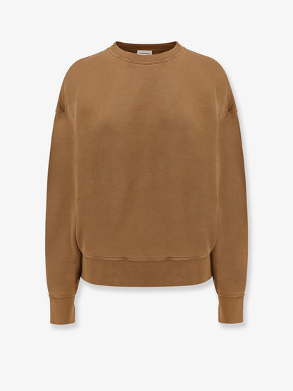 Saint Laurent Certified cotton sweatshirt with logoed label - Marrone