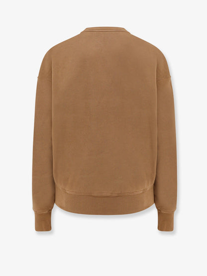 Saint Laurent Certified cotton sweatshirt with logoed label - Marrone