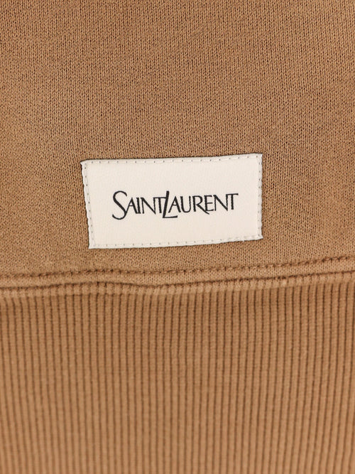 Saint Laurent Certified cotton sweatshirt with logoed label - Marrone