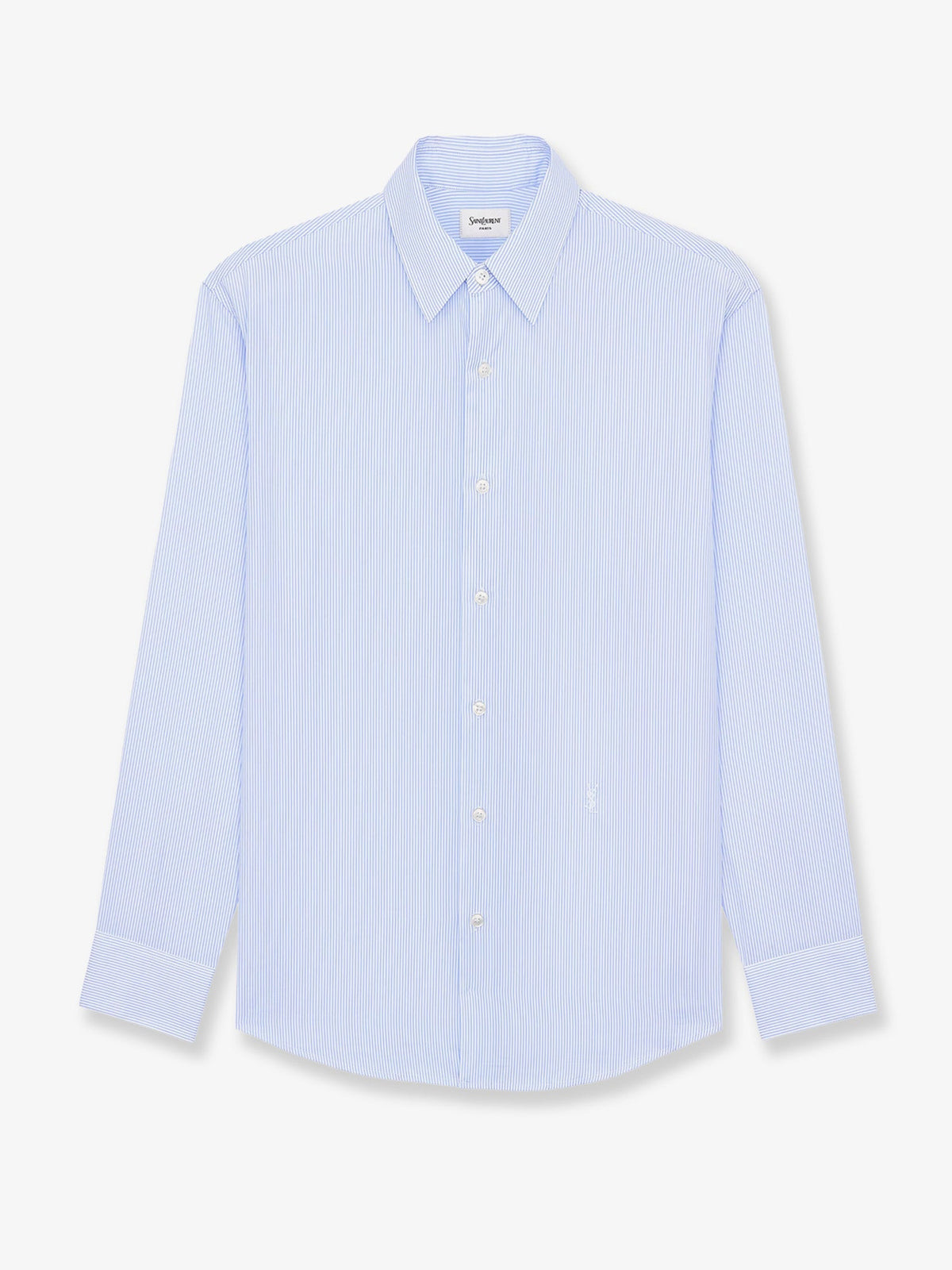 Saint Laurent Cassandre cotton shirt with striped pattern - Craie/Bleu