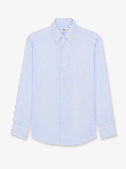 Saint Laurent Cassandre cotton shirt with striped pattern - Craie/Bleu