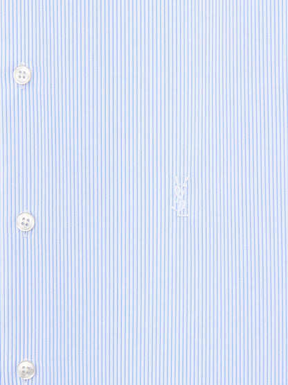 Saint Laurent Cassandre cotton shirt with striped pattern - Craie/Bleu