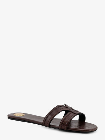 Saint Laurent Mabrouka leather sandals - Paris Brown