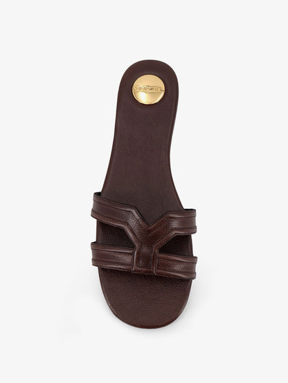 Saint Laurent Mabrouka leather sandals - Paris Brown