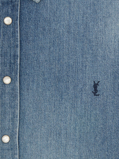 Saint Laurent Cassandre Horizon Blue Denim Shirt