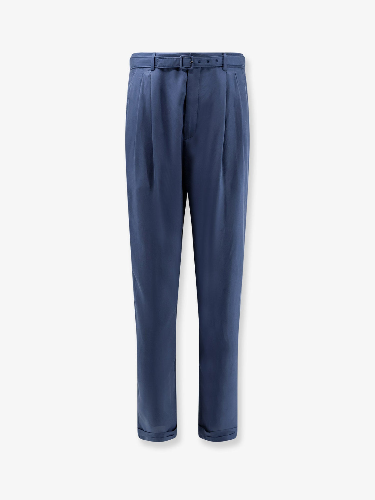 Saint Laurent Silk trousers with belt - Bleu Acier