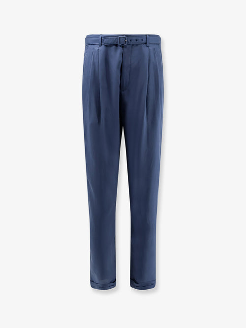 Saint Laurent Silk trousers with belt - Bleu Acier