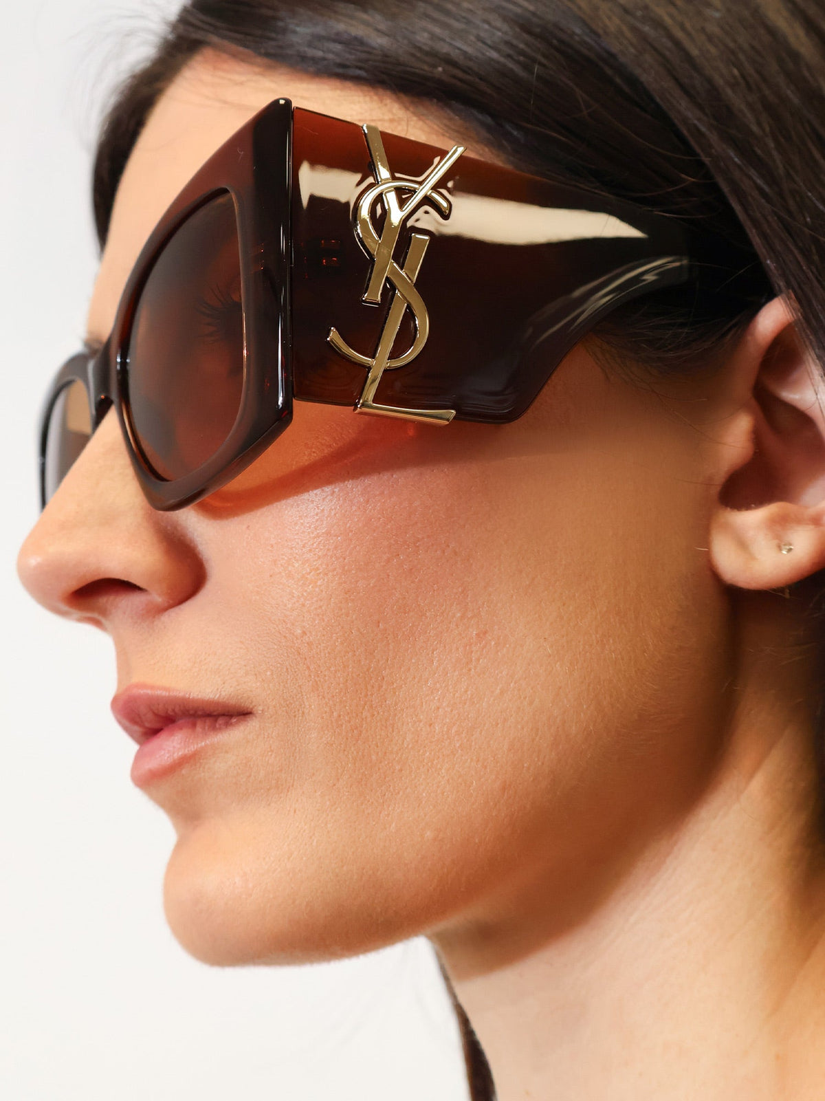 Saint Laurent Blaze Crystal acetate sunglasses - Brown Brown Nicotine