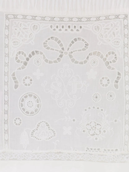 Self Portrait Ramie Top With Lace Inserts