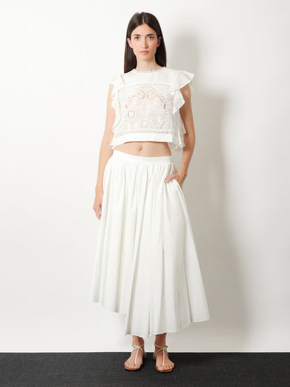 Self Portrait Asymmetrical cotton skirt - White