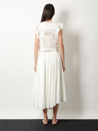 Self Portrait Asymmetrical cotton skirt - White