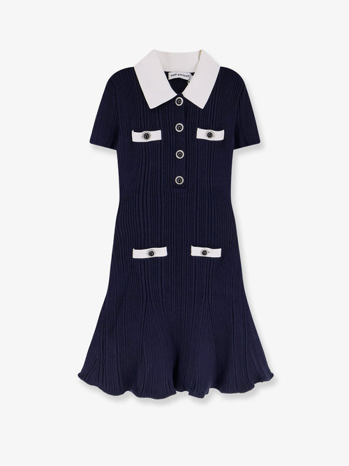 Self Portrait Ribbed mini dress - Navy