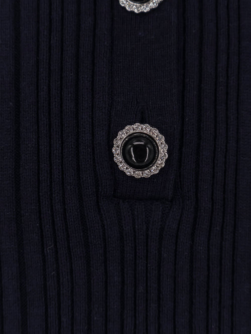 Self Portrait Ribbed mini dress - Navy