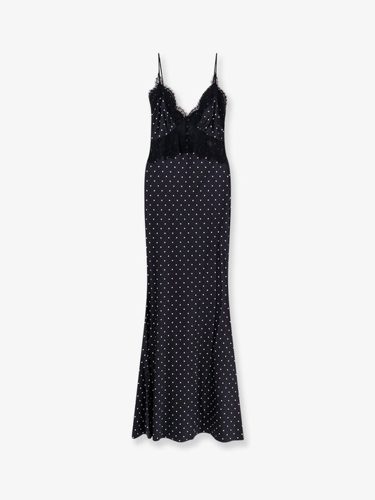 Self Portrait Polka Dots Satin Long Dress
