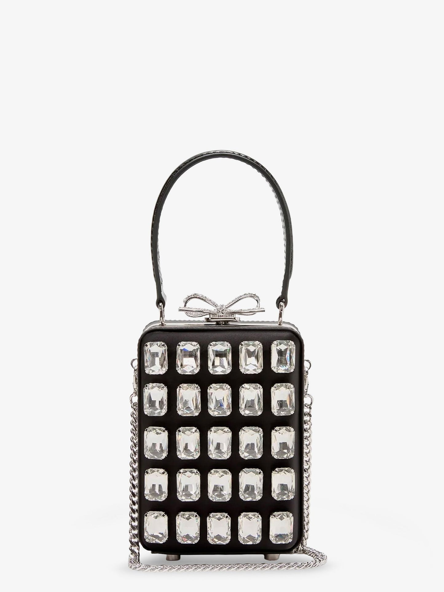 Self Portrait Satin Shoulder Bag With Crystals
