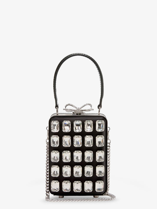 Self Portrait Satin Shoulder Bag With Crystals