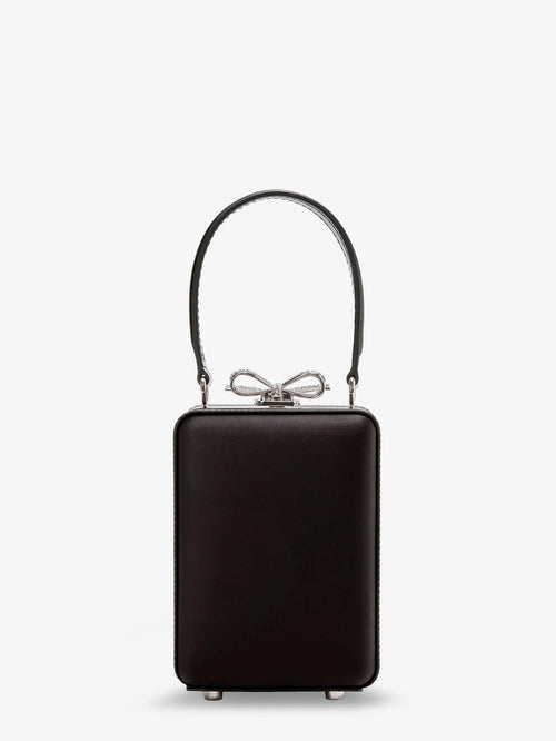 Self Portrait Satin shoulder bag with crystals - Black