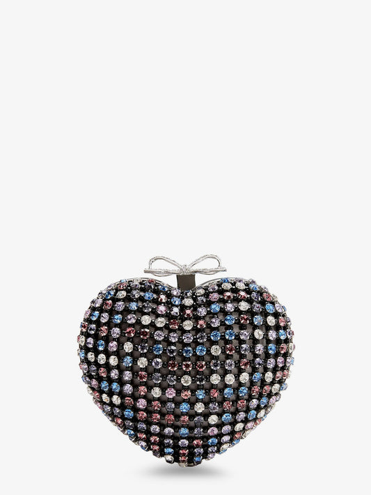 Self Portrait Crystal Heart Clutch Bag