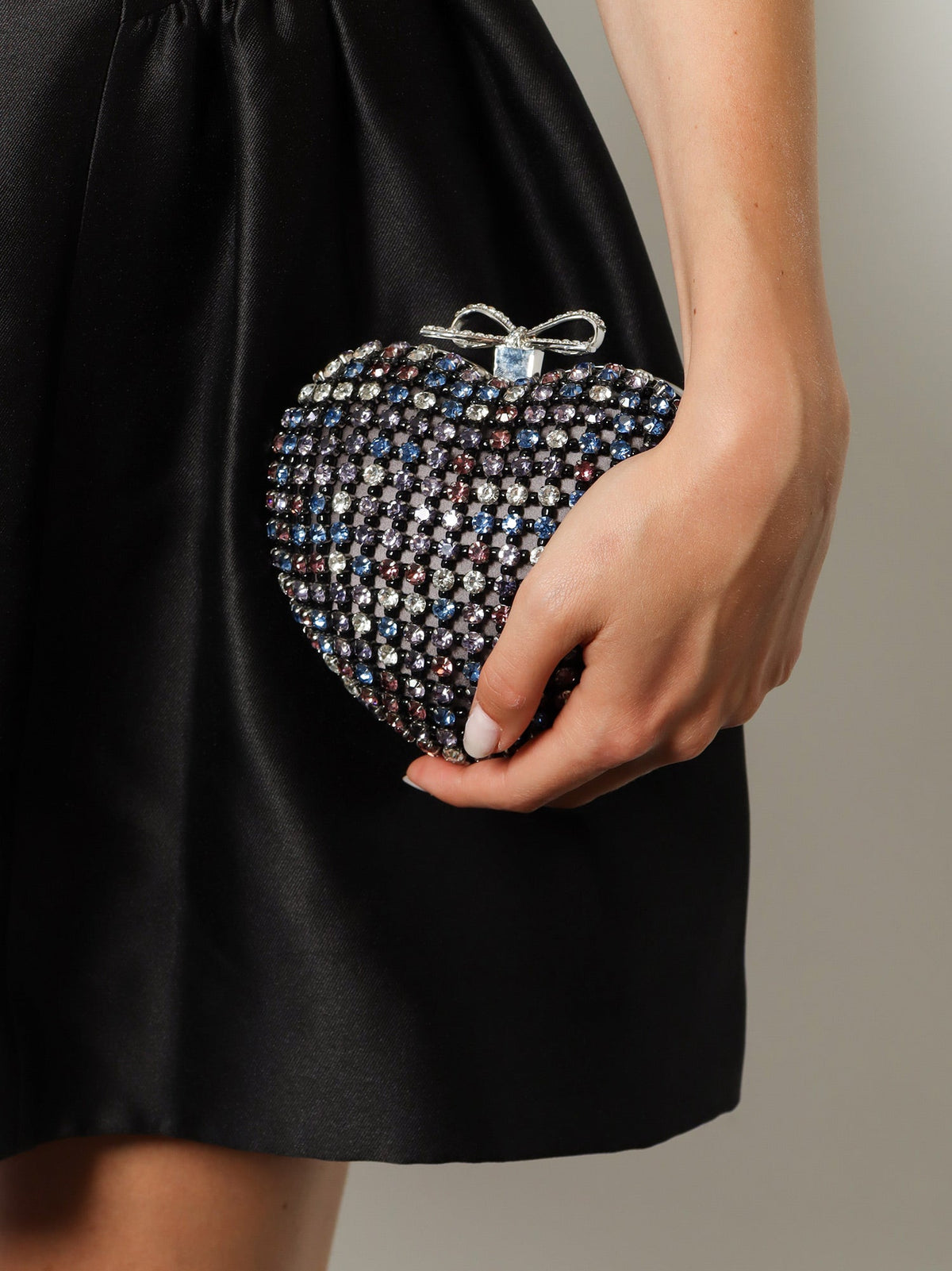 Self Portrait Crystal heart clutch bag - Multi Coloured