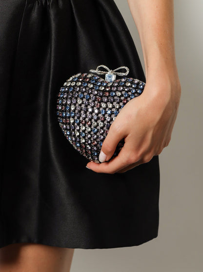 Self Portrait Crystal heart clutch bag - Multi Coloured
