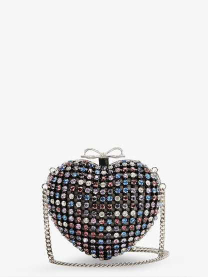 Self Portrait Crystal Heart Clutch Bag