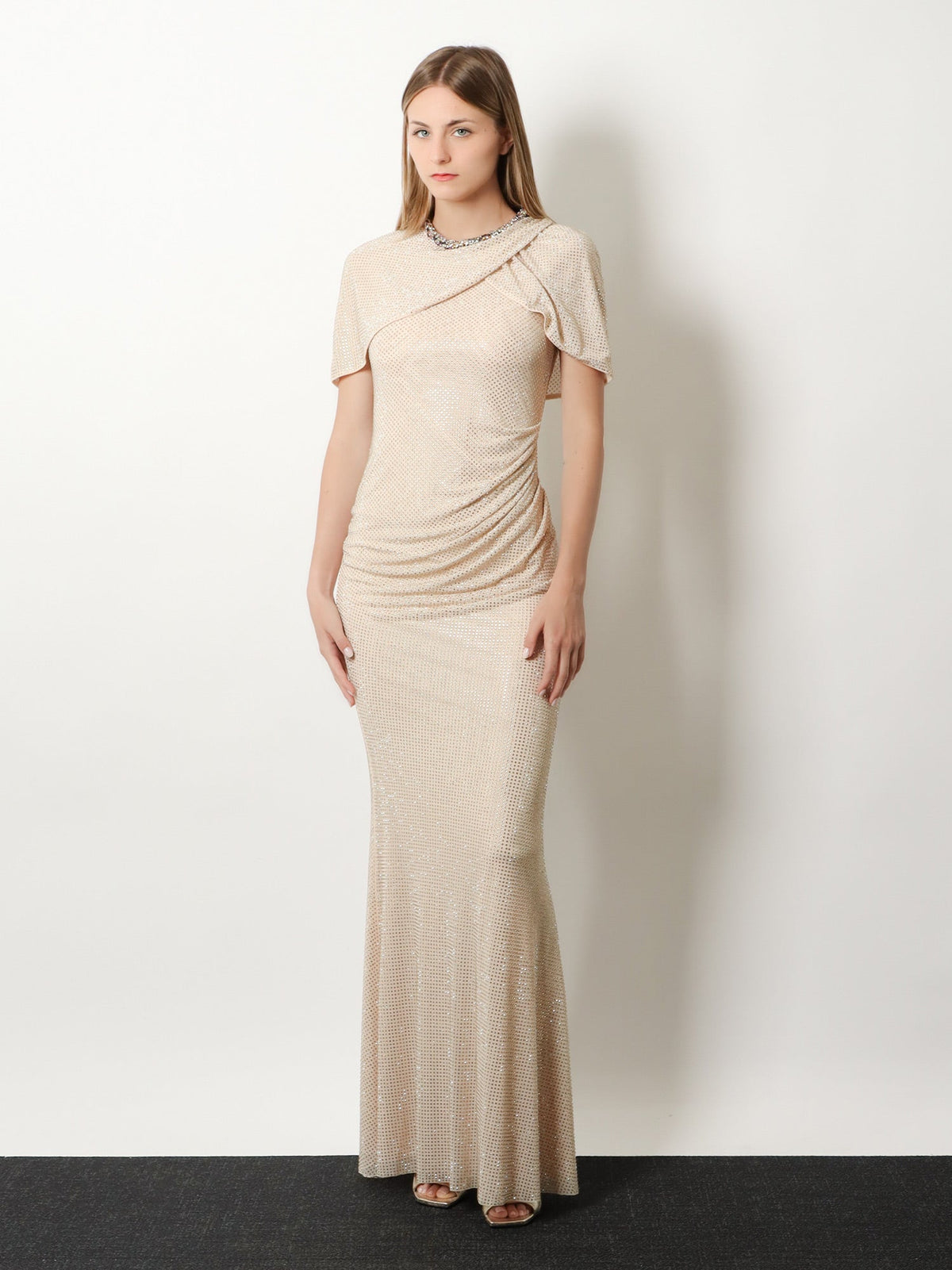 Self Portrait Maxi Dress with rhinestones - Champagne