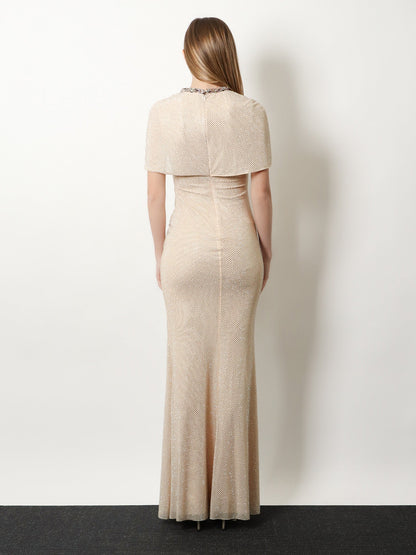 Self Portrait Maxi Dress with rhinestones - Champagne