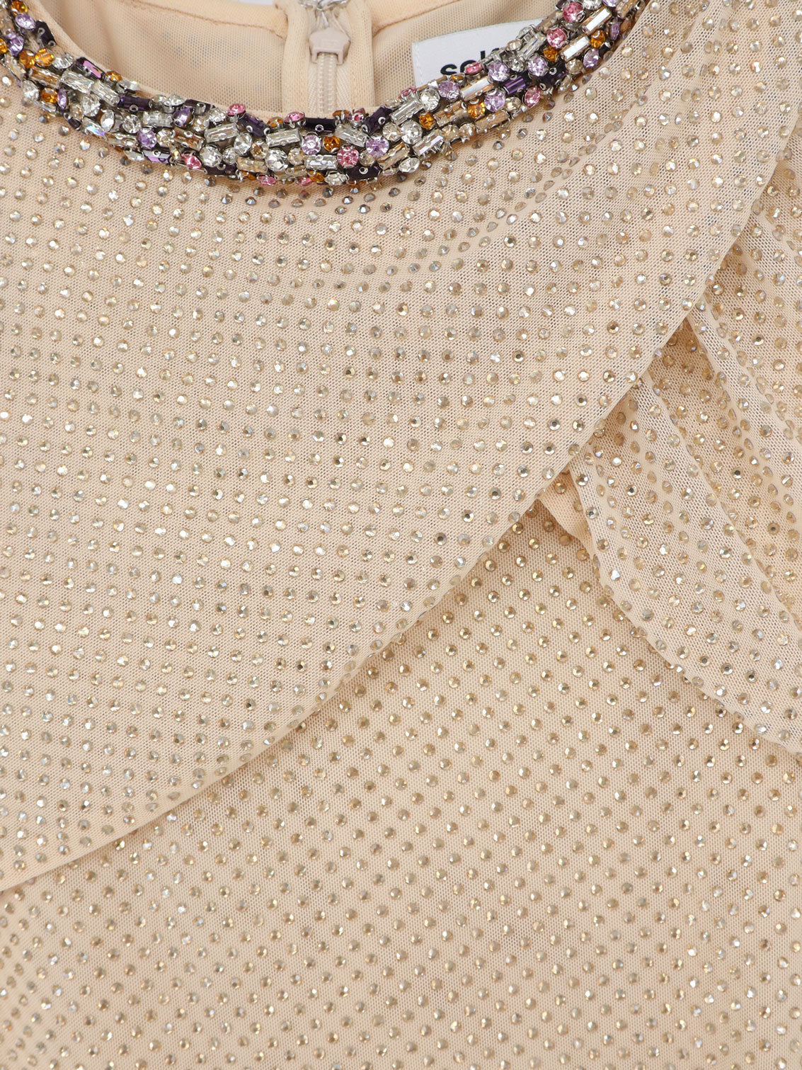 Self Portrait Maxi Dress with rhinestones - Champagne