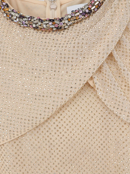 Self Portrait Maxi Dress with rhinestones - Champagne