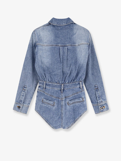 Self Portrait Denim Jumpsuit With Rhinestones