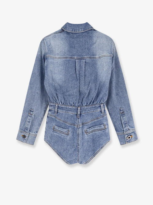 Self Portrait Denim jumpsuit with rhinestones - Blue
