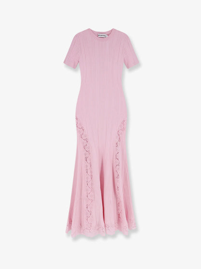 Self Portrait Knit Lace Insert Midi Dress