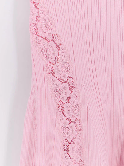 Self Portrait Knit Lace Insert Midi Dress