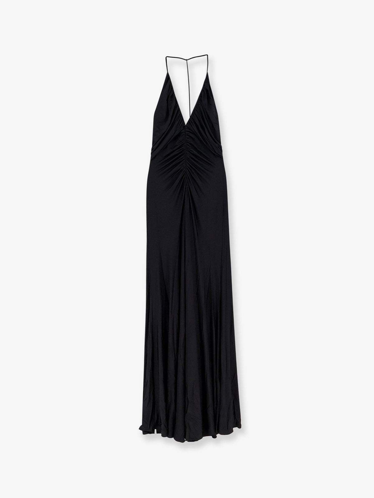 Self Portrait Gathered jersey long dress - Black