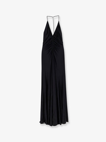 Self Portrait Gathered jersey long dress - Black