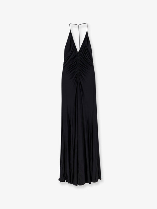 Self Portrait Gathered jersey long dress - Black