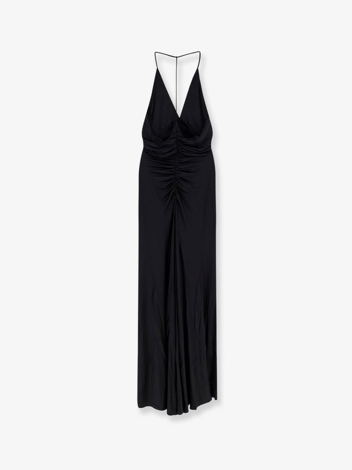 Self Portrait Gathered jersey long dress - Black