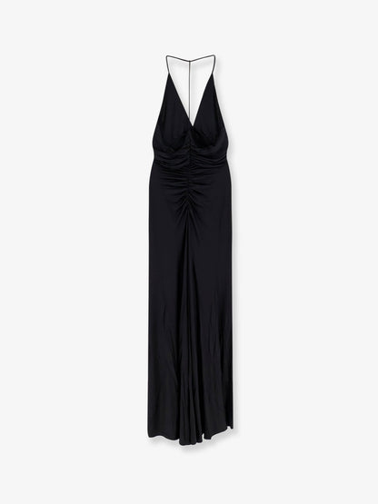 Self Portrait Gathered jersey long dress - Black