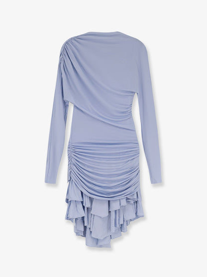 Self Portrait Gathered jersey mini dress - Blue