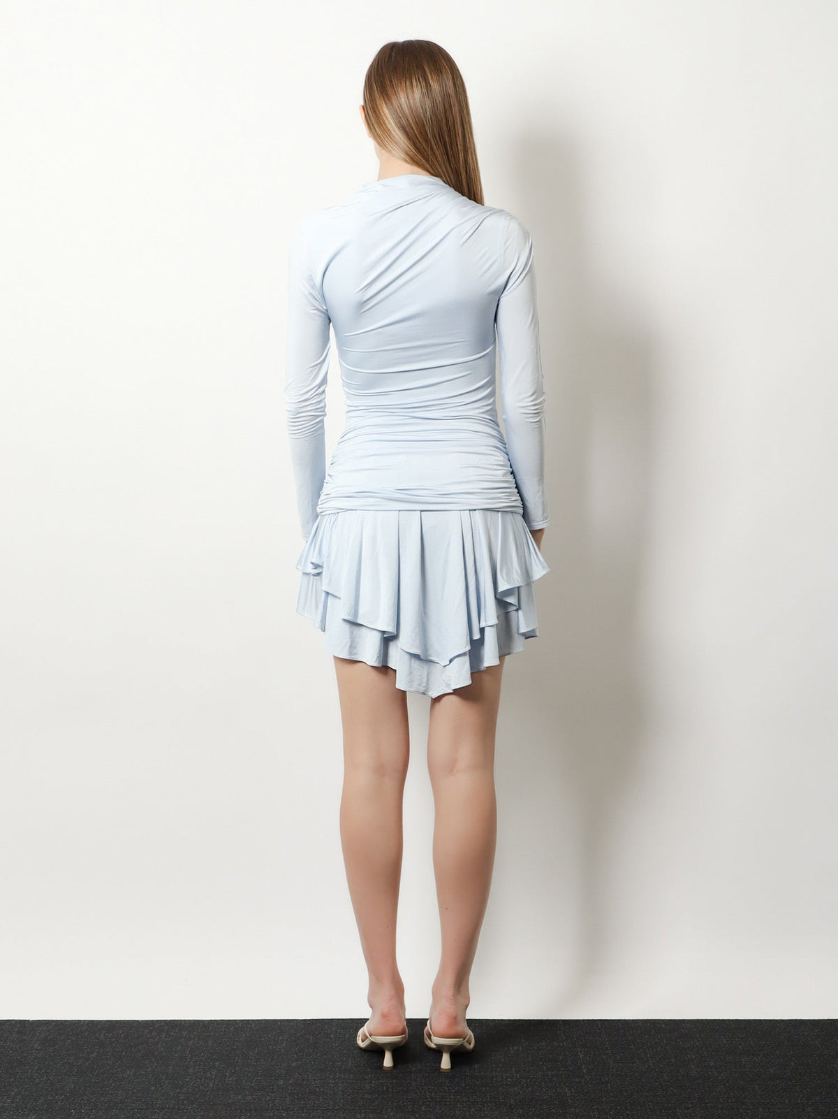 Self Portrait Gathered jersey mini dress - Blue