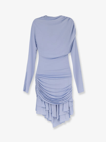 Self Portrait Gathered jersey mini dress - Blue