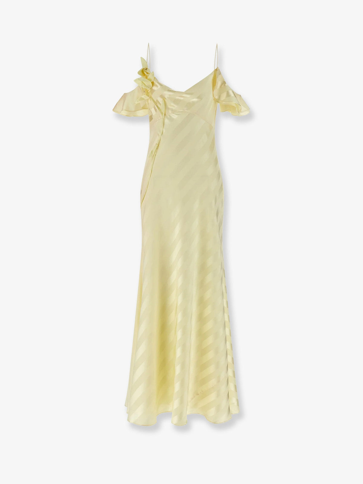 Self Portrait Striped satin long dress - Yellow