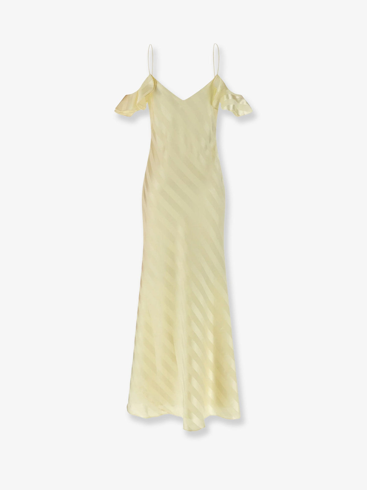 Self Portrait Striped satin long dress - Yellow