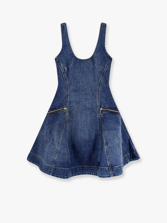 Self Portrait Flared Denim Mini Dress