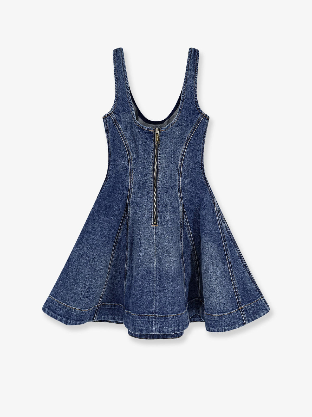 Self-Portrait Flared denim mini dress - Blue