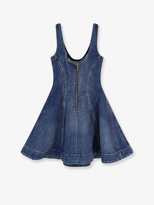 Self-Portrait Flared denim mini dress - Blue