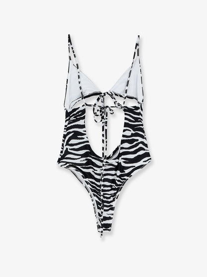 The Attico One-piece swimsuit with zebra print - Whiteblack