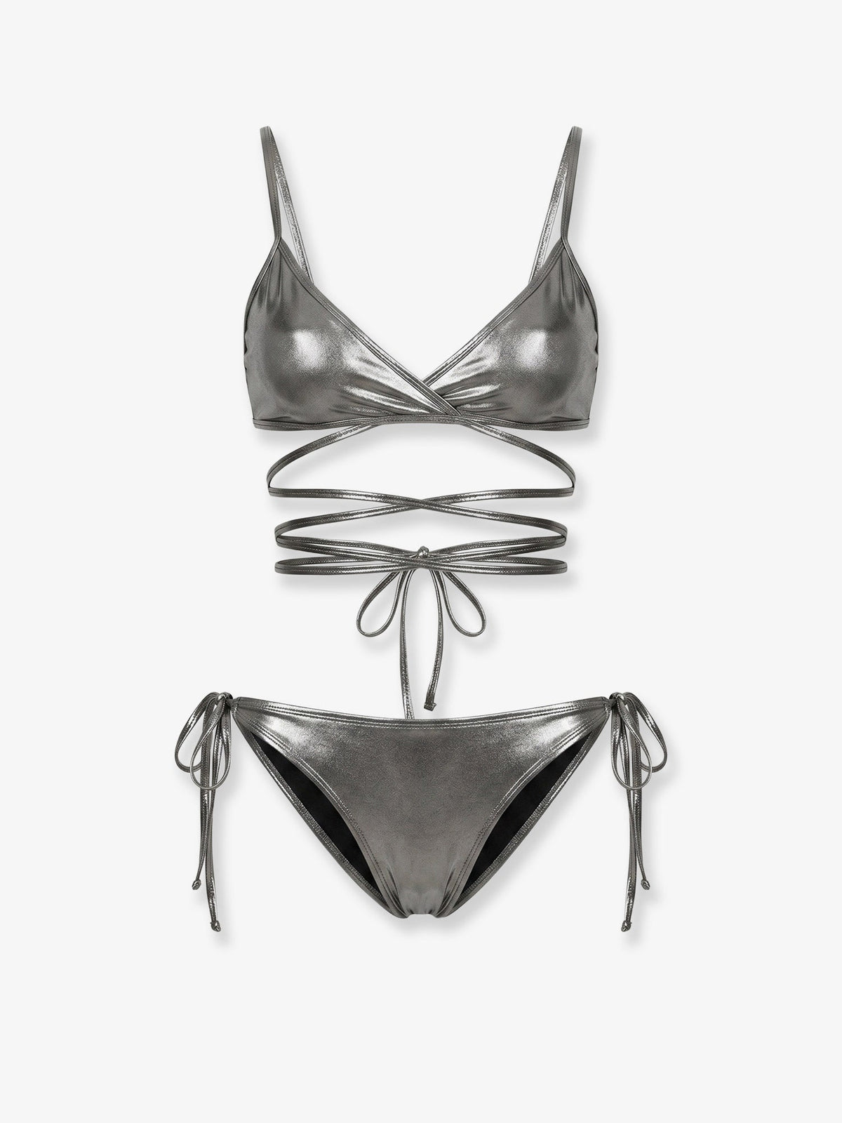 The Attico The Attico Il Primo Bagno lycra bikini with a metallic effect - Darksilver
