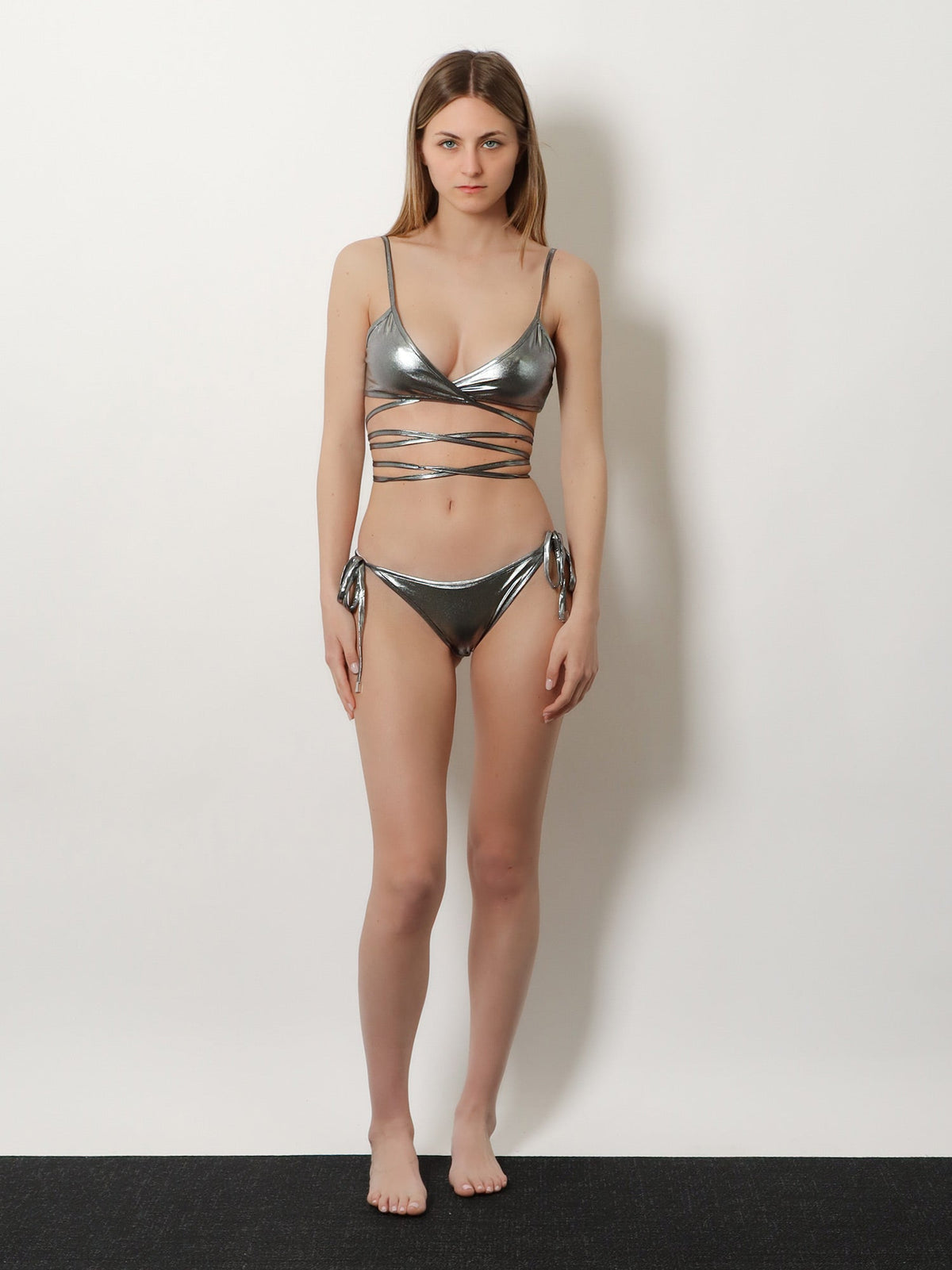 The Attico The Attico Il Primo Bagno lycra bikini with a metallic effect - Darksilver